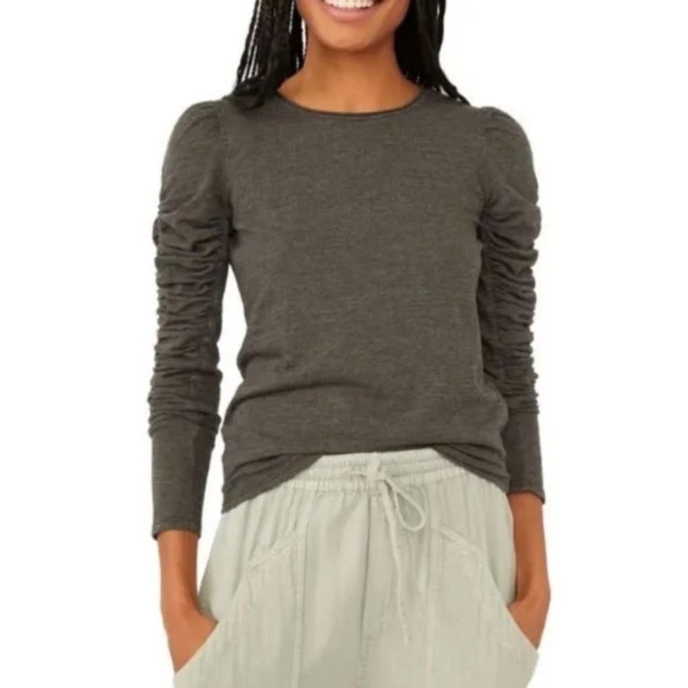 Free People Ruched Long Sleeve Shirt